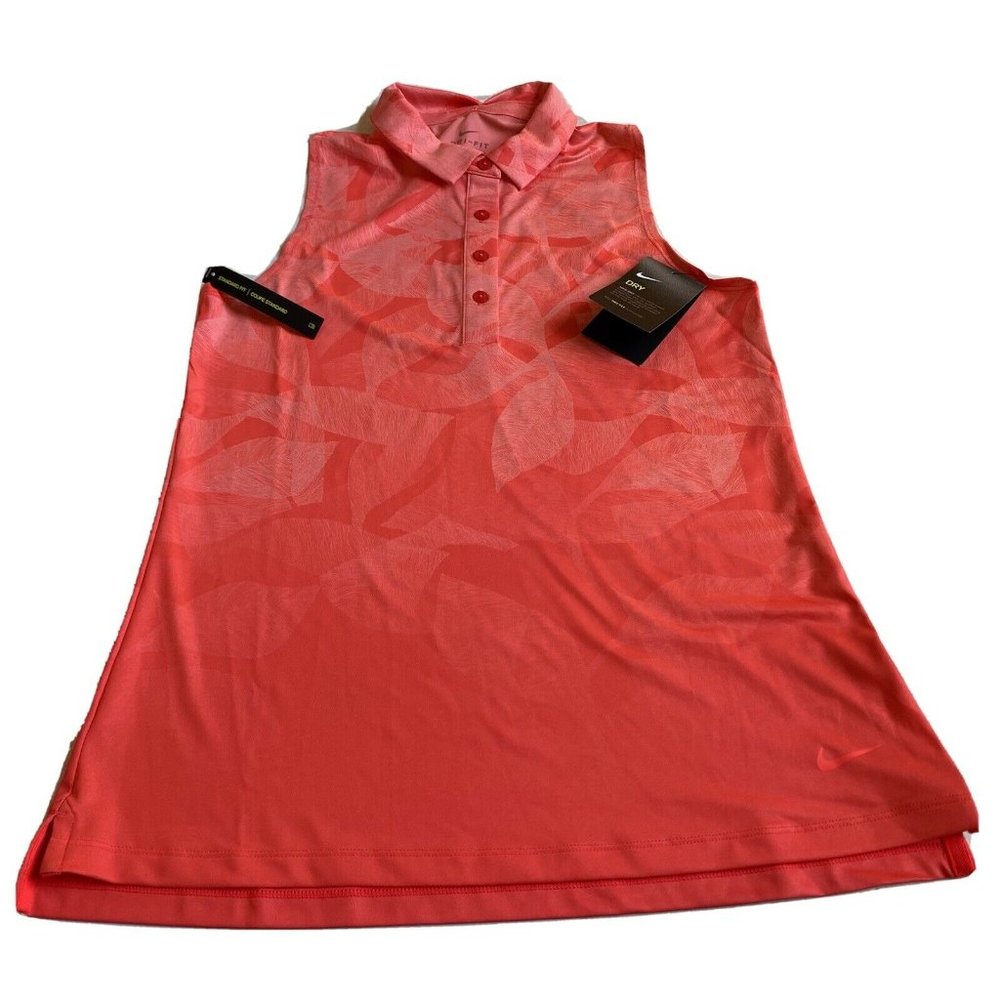 Nike Dri Fit Fairway Print Golf Polo Laser Crimson